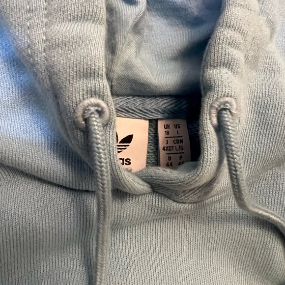 🗳️Cropped ADIDAS Light Blue Hoodie Size Large - Picture 6 of 6